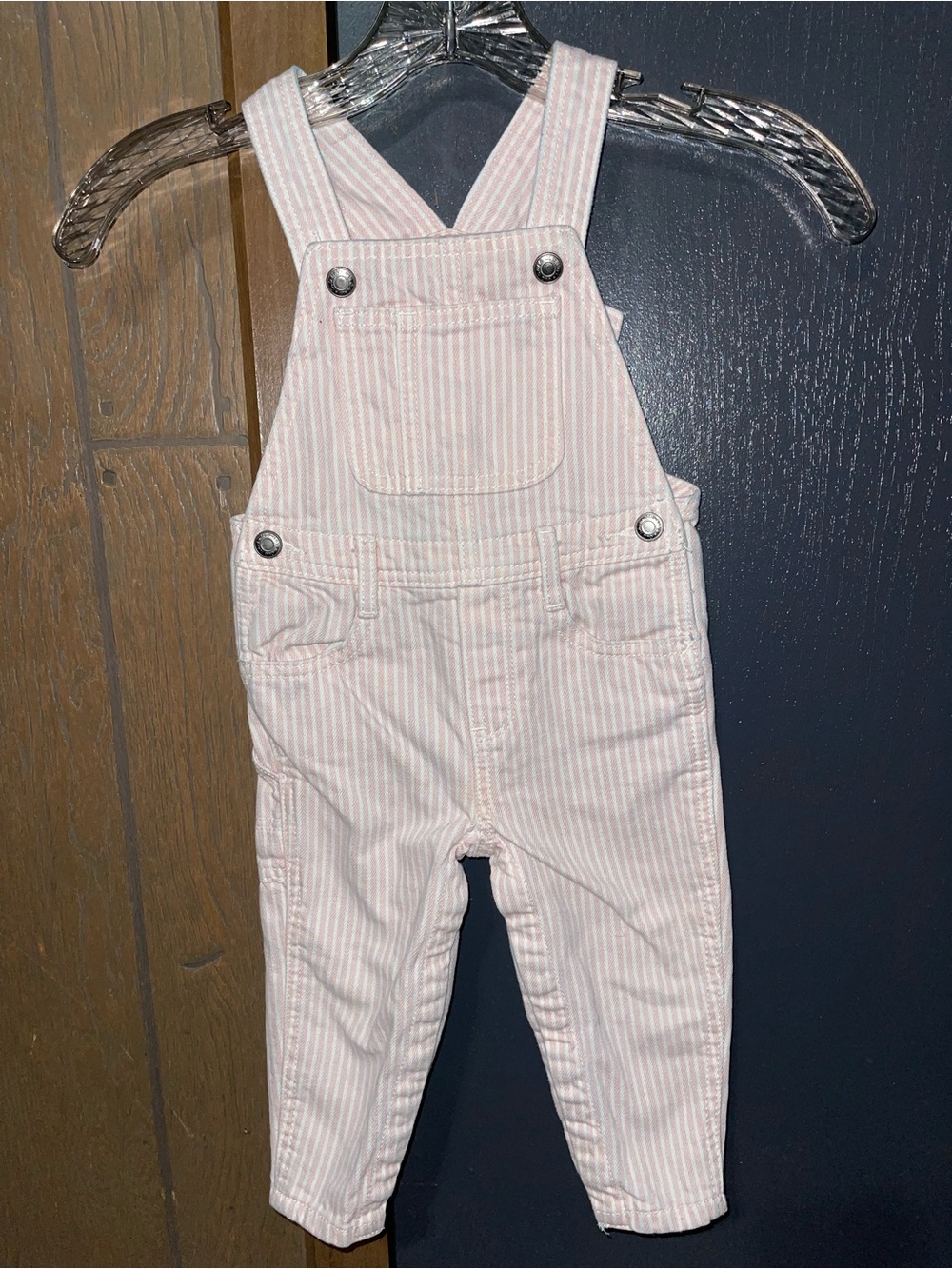 Old Navy Pink and White Striped Overalls